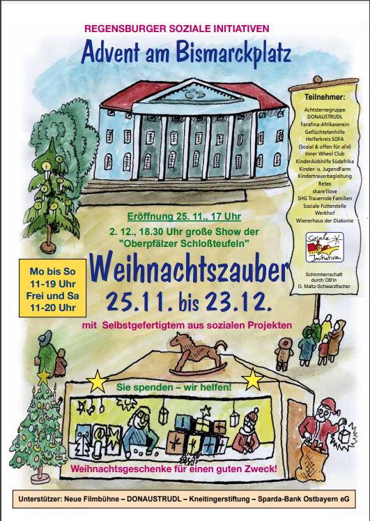 Weihnachtsmarkt  vom 25.11-23.12.2022 auf dem Bismarckplatz Regensburg